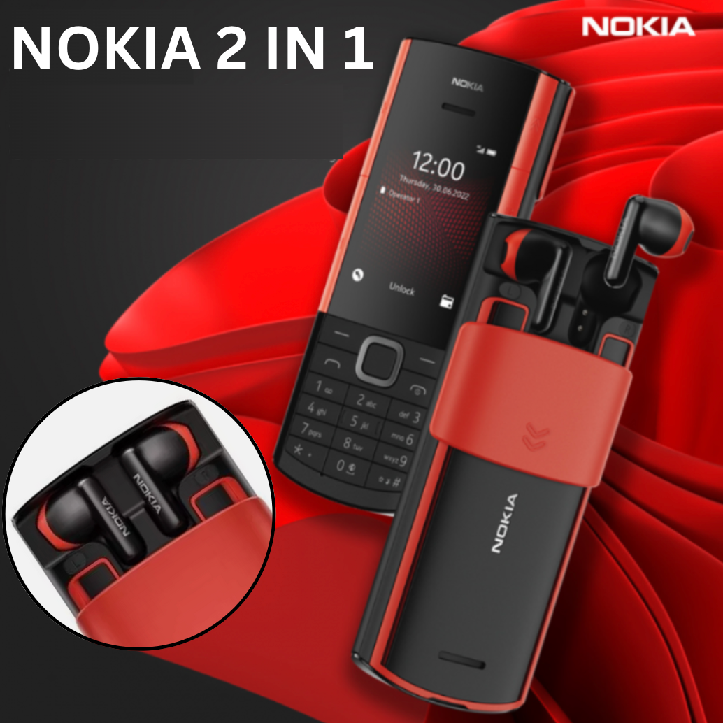 Nokia original 2 en 1 - Teléfono futurista con auriculares integrados